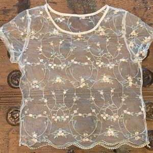 Mesh Embroidered Top